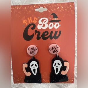 Boo Crew Halloween Scream Sparkly Earrings
